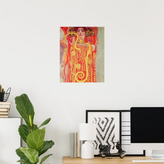 Gustav Klimt Red Woman Gold Snake Painting Poster (Thuiskantoor)