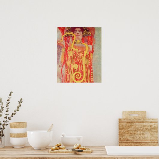 Gustav Klimt Red Woman Gold Snake Painting Poster (Keuken)