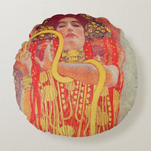 Gustav Klimt Red Woman Gold Snake Painting Rond Kussen