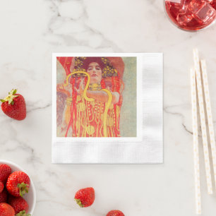 Gustav Klimt Red Woman Gold Snake Painting Servet