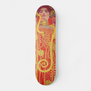 Gustav Klimt Red Woman Gold Snake Painting Skateboard