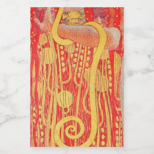 Gustav Klimt Red Woman Gold Snake Painting Voedselcontainer Etiket (Enkel label)