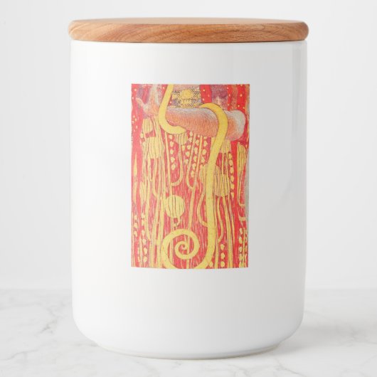 Gustav Klimt Red Woman Gold Snake Painting Voedselcontainer Etiket (Voorkant)