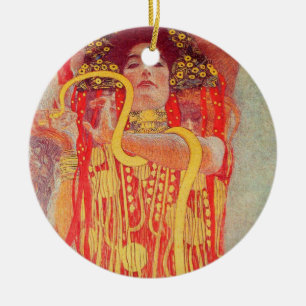 Gustav Klimt Rode Vrouw Gouden Slang Schilderij Keramisch Ornament