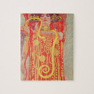 Gustav Klimt Rode Vrouw Gouden Slang Schilderij Legpuzzel