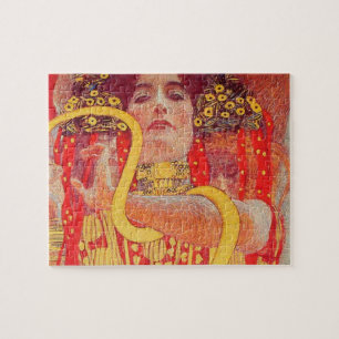 Gustav Klimt Rode Vrouw Gouden Slang Schilderij Legpuzzel