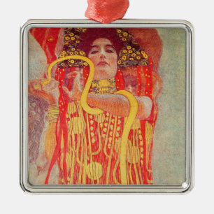 Gustav Klimt Rode Vrouw Gouden Slang Schilderij Metalen Ornament