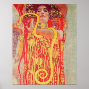 Gustav Klimt Rode Vrouw Gouden Slang Schilderij Poster