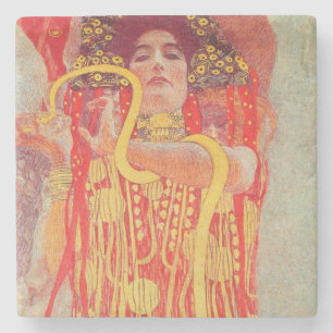 Gustav Klimt Rode Vrouw Gouden Slang Schilderij Stenen Onderzetter