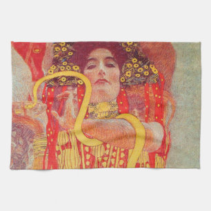 Gustav Klimt Rode Vrouw Gouden Slang Schilderij Theedoek