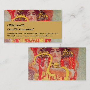 Gustav Klimt Rode Vrouw Gouden Slang Schilderij Visitekaartje