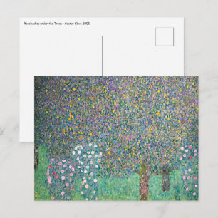 Gustav Klimt - Rosebushes onder de bomen Briefkaart