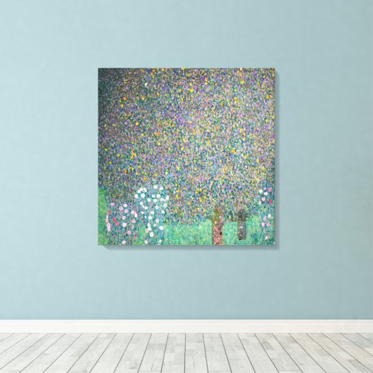 Gustav Klimt - Rosebushes onder de bomen Canvas Afdruk (Insitu (Houten vloer))