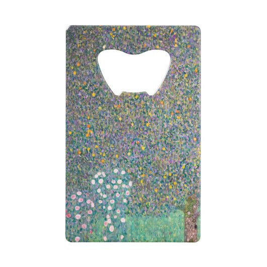 Gustav Klimt - Rosebushes onder de bomen Creditkaart Flessenopener (Voorkant)