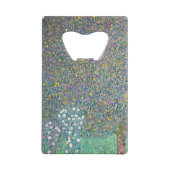 Gustav Klimt - Rosebushes onder de bomen Creditkaart Flessenopener (Achterkant)