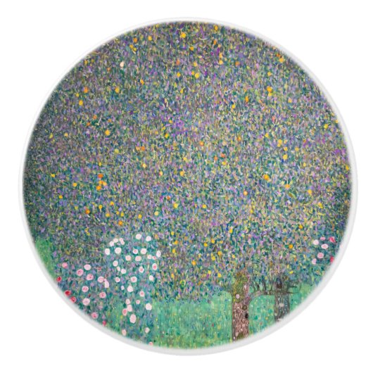 Gustav Klimt - Rosebushes onder de bomen Keramische Knop (Voorkant)