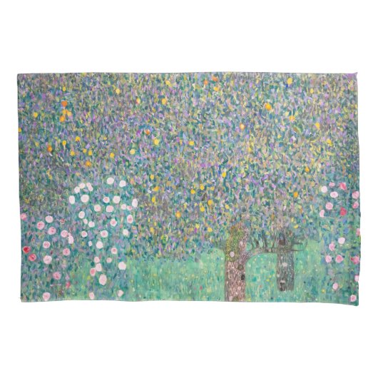 Gustav Klimt - Rosebushes onder de bomen Kussensloop (Voorkant)