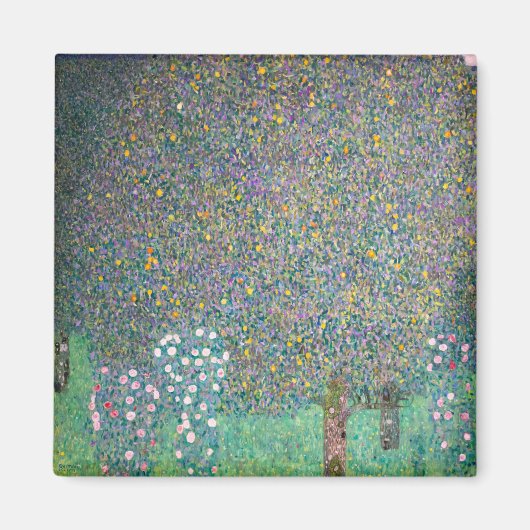 Gustav Klimt - Rosebushes onder de bomen Magneet (Voorkant)