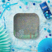 Gustav Klimt - Rosebushes onder de bomen Papieren Bordje (Feest)