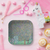 Gustav Klimt - Rosebushes onder de bomen Papieren Bordje (Feest)