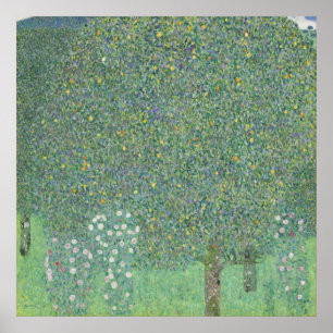 Gustav Klimt - Rosebushes onder de bomen Poster