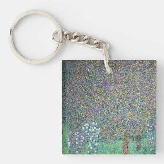 Gustav Klimt - Rosebushes onder de bomen Sleutelhanger (Voorkant)