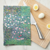 Gustav Klimt - Rosebushes onder de bomen Theedoek (Quarter Fold)