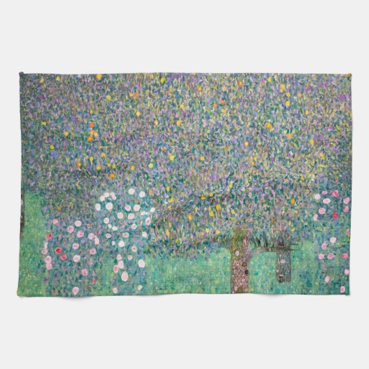 Gustav Klimt - Rosebushes onder de bomen Theedoek (Horizontaal)