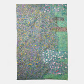 Gustav Klimt - Rosebushes onder de bomen Theedoek (Verticaal)
