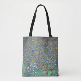 Gustav Klimt - Rosebushes onder de bomen Tote Bag