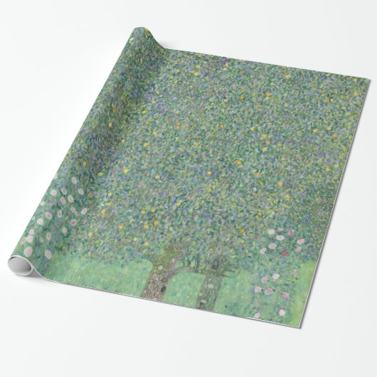 Gustav Klimt Rosebushes onder de Trees GalleryHD Cadeaupapier (Uitgerold)