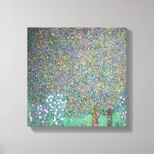 Gustav Klimt - Rozenstruiken onder de Bomen Canvas Afdruk