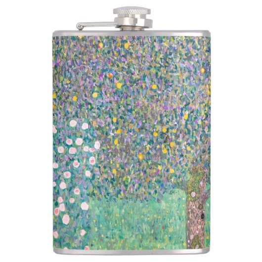 Gustav Klimt - Rozenstruiken onder de Bomen Heupfles (Voorkant)