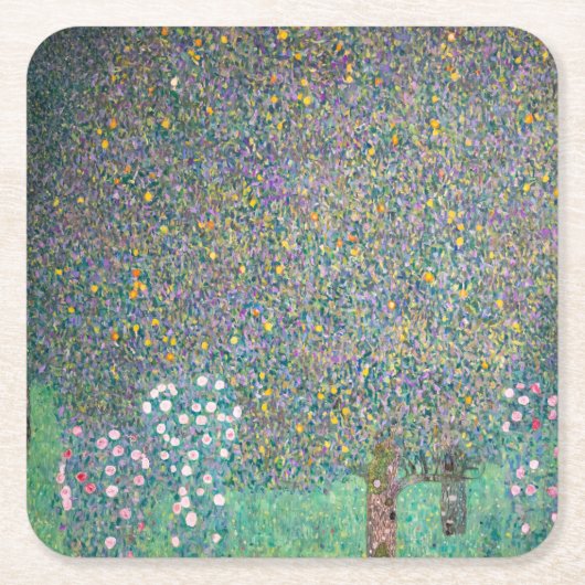 Gustav Klimt - Rozenstruiken onder de Bomen Kartonnen Onderzetters (Voorkant)