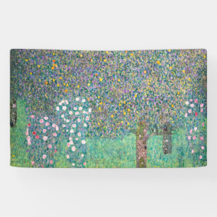 Gustav Klimt - Rozenstruiken onder de Bomen Spandoek