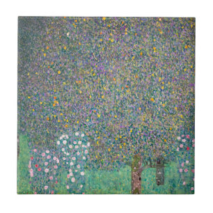 Gustav Klimt - Rozenstruiken onder de bomen Tegeltje