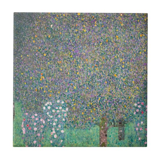 Gustav Klimt - Rozenstruiken onder de bomen Tegeltje (Voorkant)