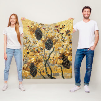 gustav klimt Rustic Pinecone Holiday Winter Bathro Fleece Deken
