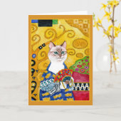 Gustav Klimt schattig kat spoof wenskaart Kaart (Gele Bloem)