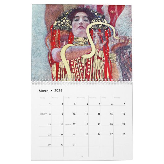 Gustav Klimt schilderkunst Kalender (Mar 2026)