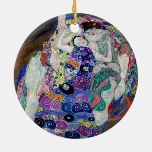 Gustav Klimt schildert de Maagd Keramisch Ornament (Achterkant)