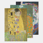 Gustav Klimt - Selectie meesterwerken Inpakpapier Vel<br><div class="desc">Gustav Klimt - Meesterwerken Selectie: - De Kus / Der Kuss - 1907-1908 - Bloemtuin - 1905-1907 - De maagd / De maagd,  1913</div>