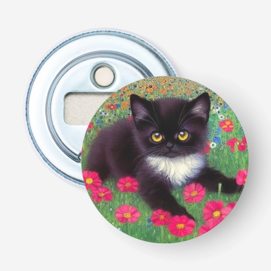 Gustav Klimt Smokingkat Button Flesopener (Voorkant)