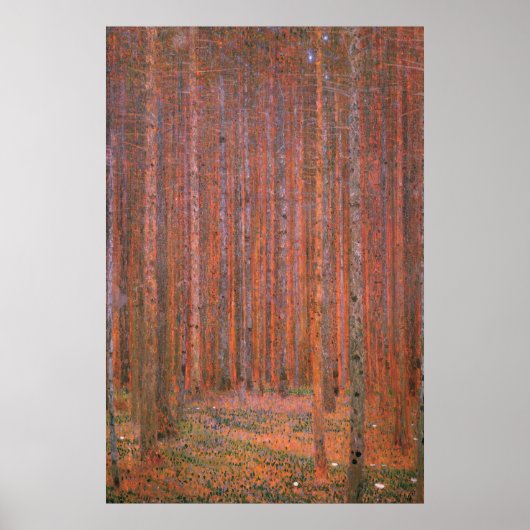 Gustav Klimt Sparrenbos Tannenwald Rode Bomen Poster (Voorkant)