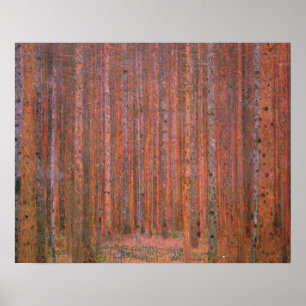 Gustav Klimt Sparrenbos Tannenwald Rode Bomen Poster
