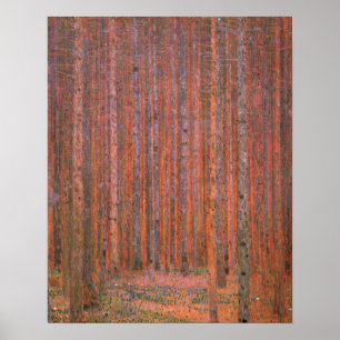 Gustav Klimt Sparrenbos Tannenwald Rode Bomen Poster