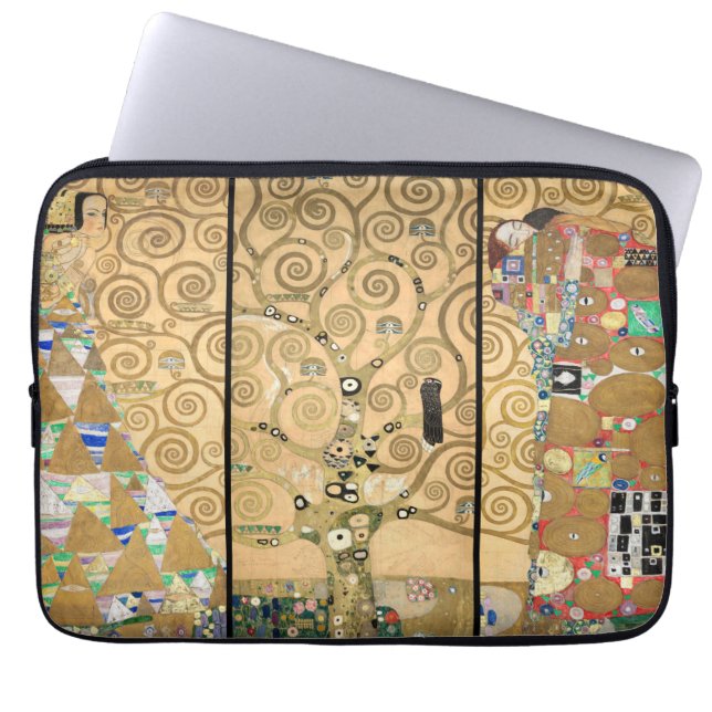 Gustav Klimt - Stoclet-fries Levensboom Laptop Sleeve (Voorkant)