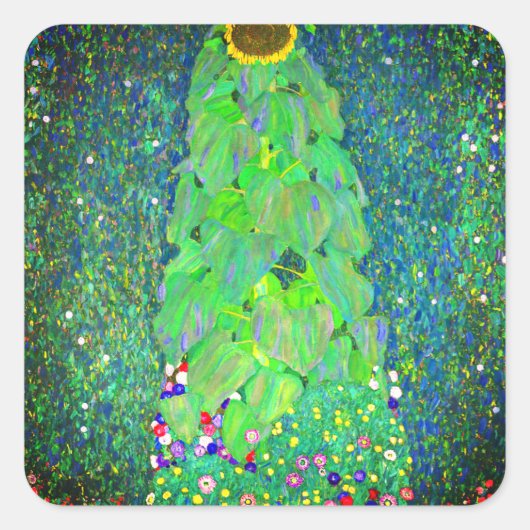 Gustav Klimt Sunflower Vierkante Sticker (Voorkant)