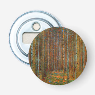 Gustav Klimt - Tannenwald dennenbos Button Flesopener