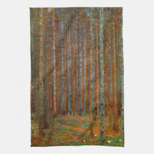Gustav Klimt - Tannenwald dennenbos Theedoek